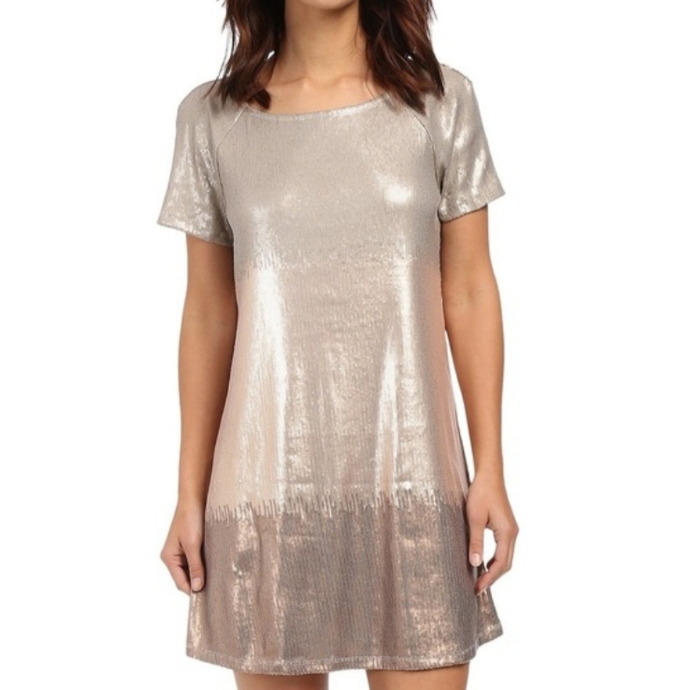 Free People Silver Fade Sequined Stretch Dress